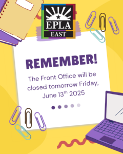 Reminder: Front Office Closed on Friday, 6/13/2025